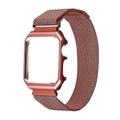 DR Ремінець Міланська петля із захисною рамкою для Apple Watch 44 mm рожевий