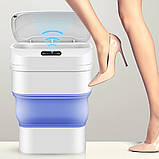 Відро для сміття з сенсорним датчиком складне 8 л сміттєвий кошик з автоматичним відкриттям ZSW-L11, фото 5