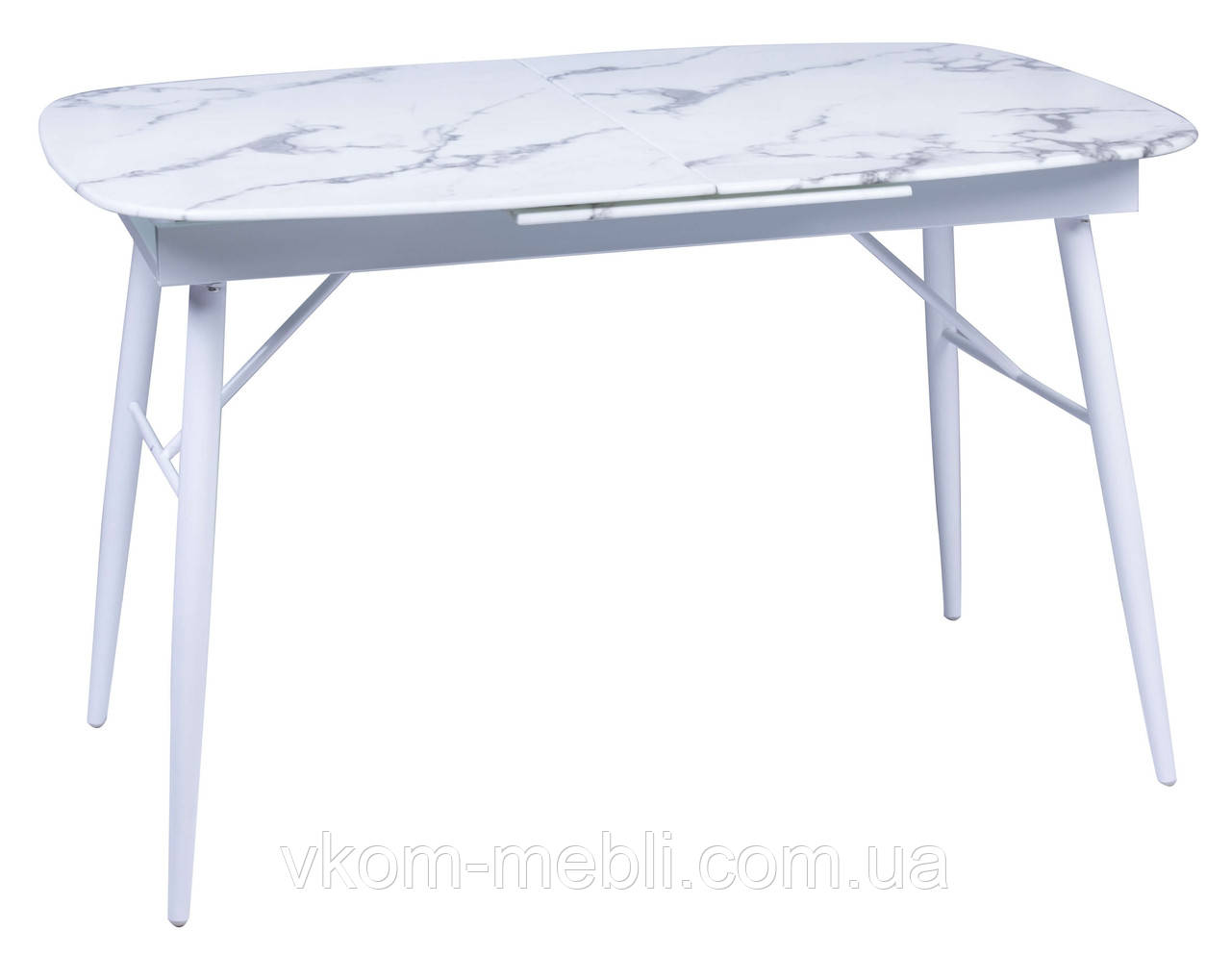 Стіл обідній розкладний скляний білий мармур DAOSUN UDT 9016, фото 1
