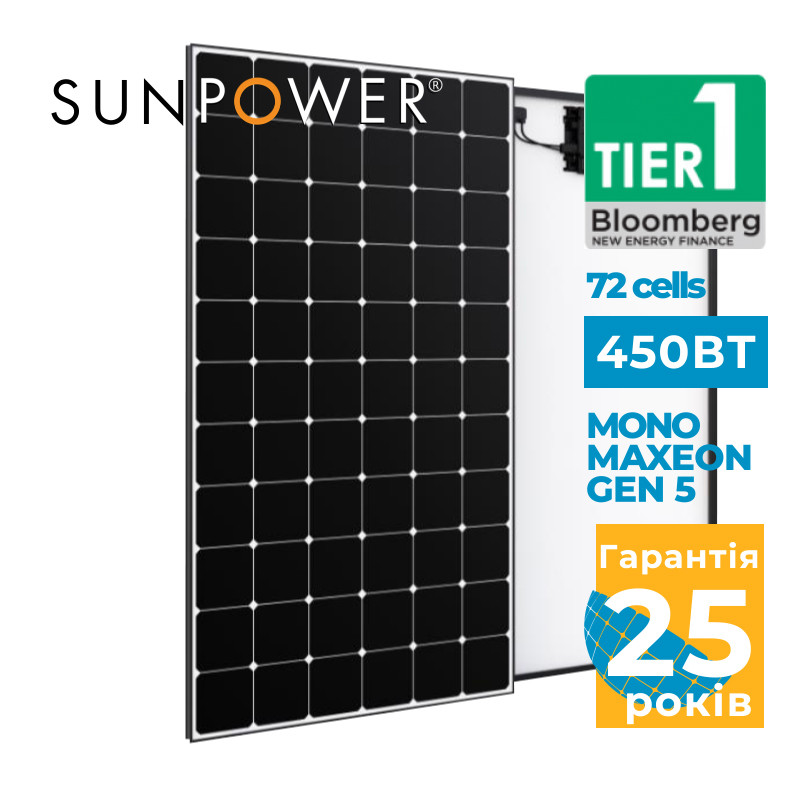 Сонячна панель SunPower Maxeon MAX6-450-COM