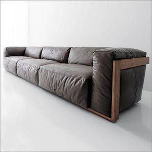 М'який дерев'яний диван з натуральної шкіри "Сокіл", диван з натурального дерева, шкіряний диван