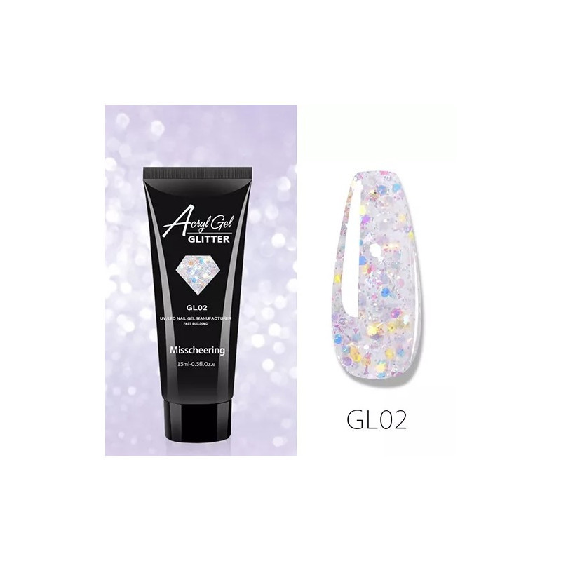 Полігель (акрігель) AcrylGel Professional GLITTER GL 02, 15мл