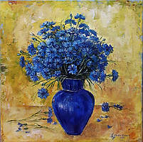 Картина "Волошки у синій вазі"