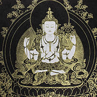 Авалокитешвара - непальская картина на рисовой бумаге (47х35 см)