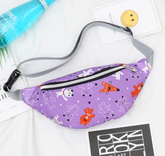 Маленька поясна сумка бананка Ведмедик Бузкова