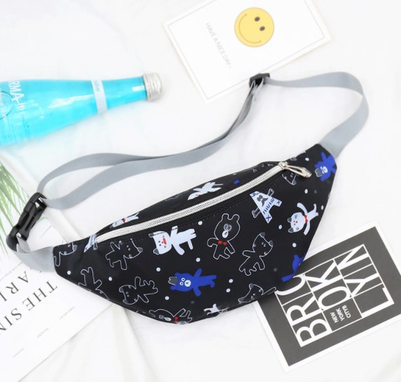 Маленька поясна сумка бананка Ведмедик Чорна