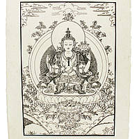 Авалокитешвара изображение на рисовой бумаге, ручная печать 47х35 см
