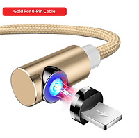 Угловой магнитный кабель Topk AM51 2.4А Lightning iphone Gold