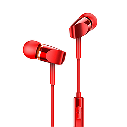 Навушники вакуумні з мікрофоном провідні гарнітура JOYROOM JR-E209 Червоний