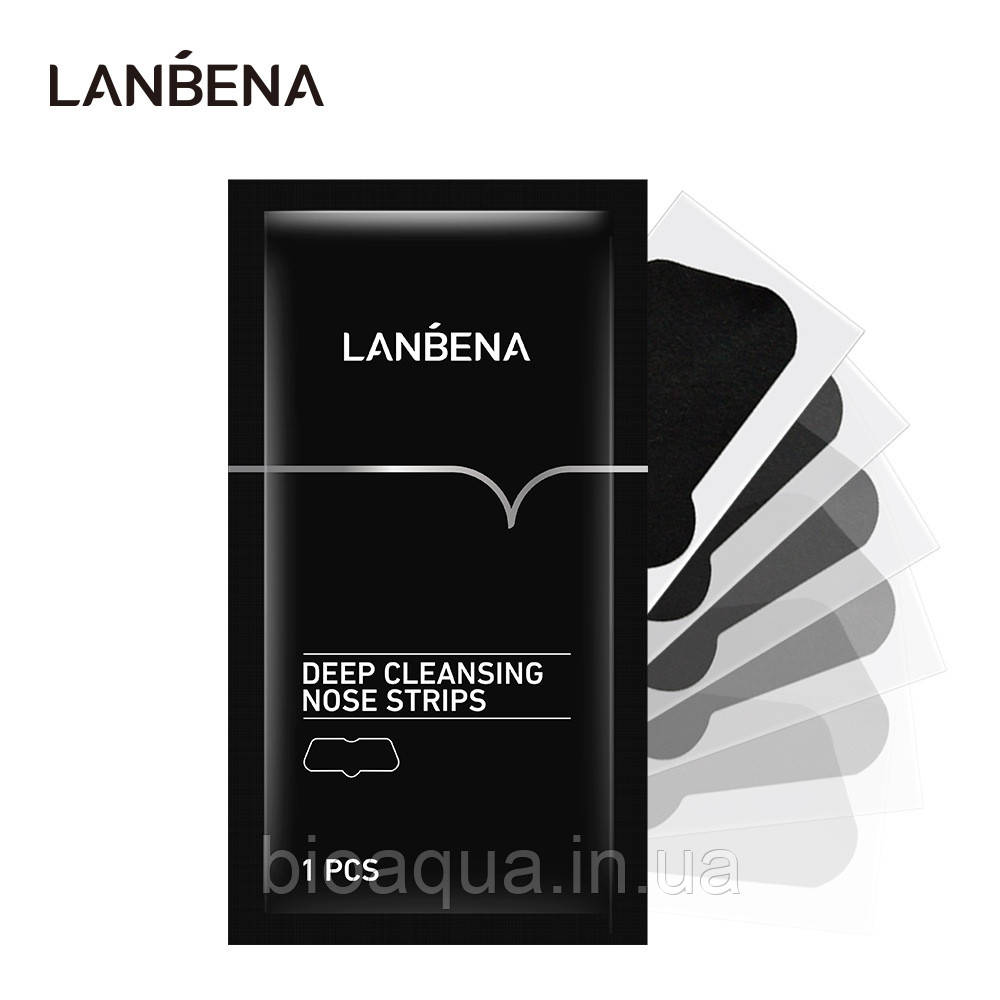 Смужка-пластир Lanbena Deep Cleansing Nose Strips для носа від чорних цяток з бамбуковим вугіллям (1 штука)