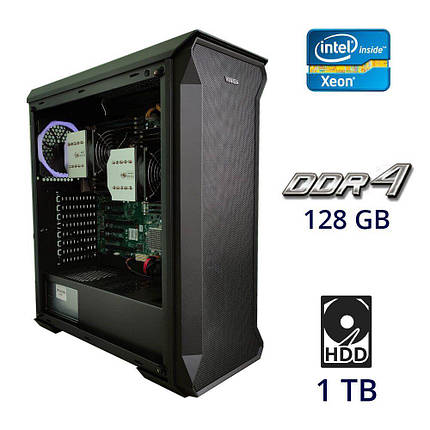 Сервер Vinga Mid Tower / 2x Intel Xeon E5-2680 v3 (12 (24) ядер по 2.5 - 3.3 GHz) / 128 GB DDR4 / 1 TB HDD / 650W, фото 1
