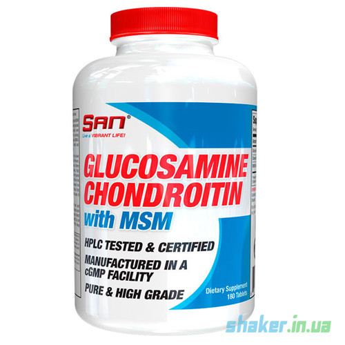 Глюкозамін хондроїтин МСМ SAN Glucosamine Chondroitin with MSM (180 таб) сан