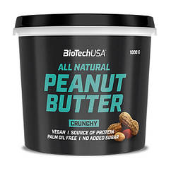 Натуральна арахісова паста BioTech All Natural Peanut Butter (1000 г) біотеч crunchy