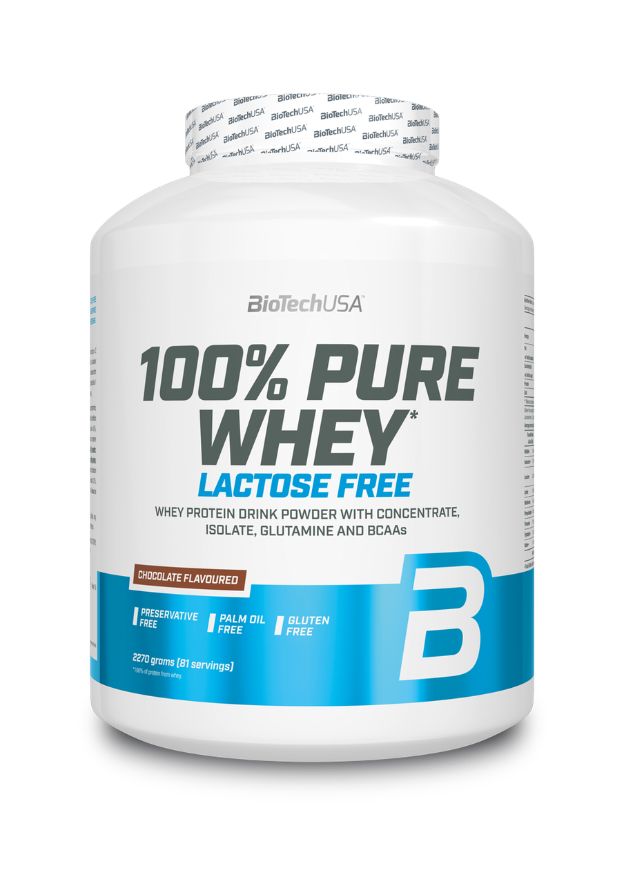 Сироватковий протеїн концентрат BioTech 100% Pure Whey Lactose Free (2270 г) біотеч пур вей шоколад, фото 1