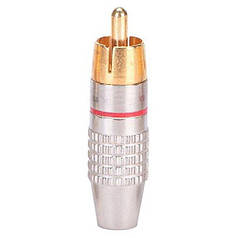 Металевий RCA штекер під паяння FreeEnd — RCA Male Alitek Silver/Gold Red stripe