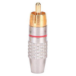 Металевий штекер RCA під пайку FreeEnd - RCA Male Alitek Silver/Gold Red stripe, фото 2