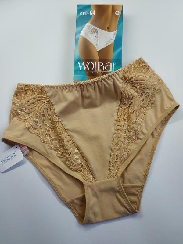 Тілесні з мереживом бавовняні жіночі трусики wolbar eco-ga волбар розмір  XL, фото 1