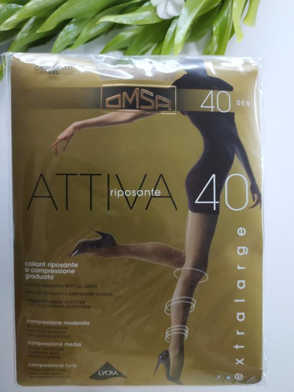 Колготки жіночі підтримувальні omsa attiva 40-2xl карамель - тілесний омсу, фото 1