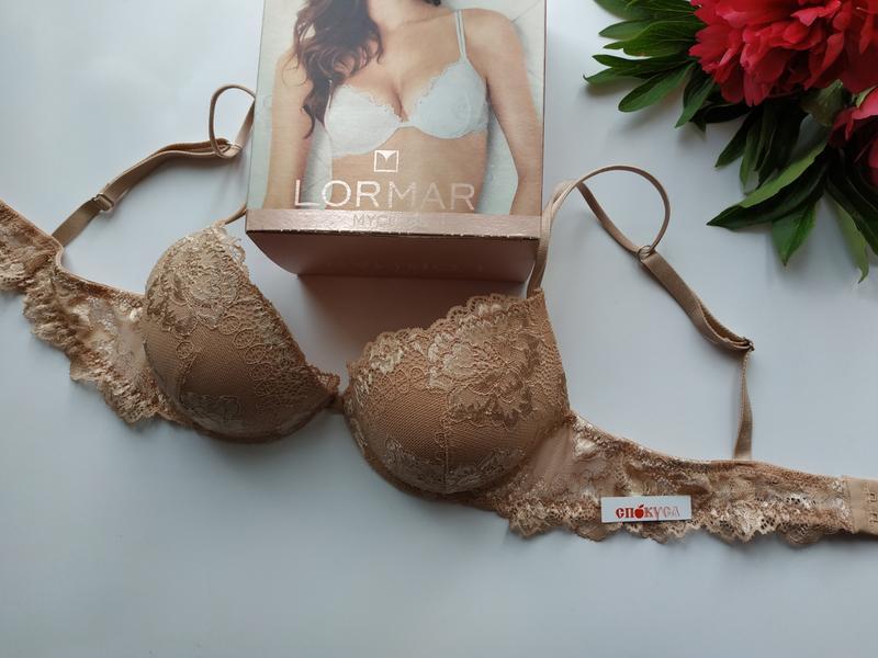 Бюстгальтер lormar myclass бежевий мереживний з пуш-ап лормар, фото 1