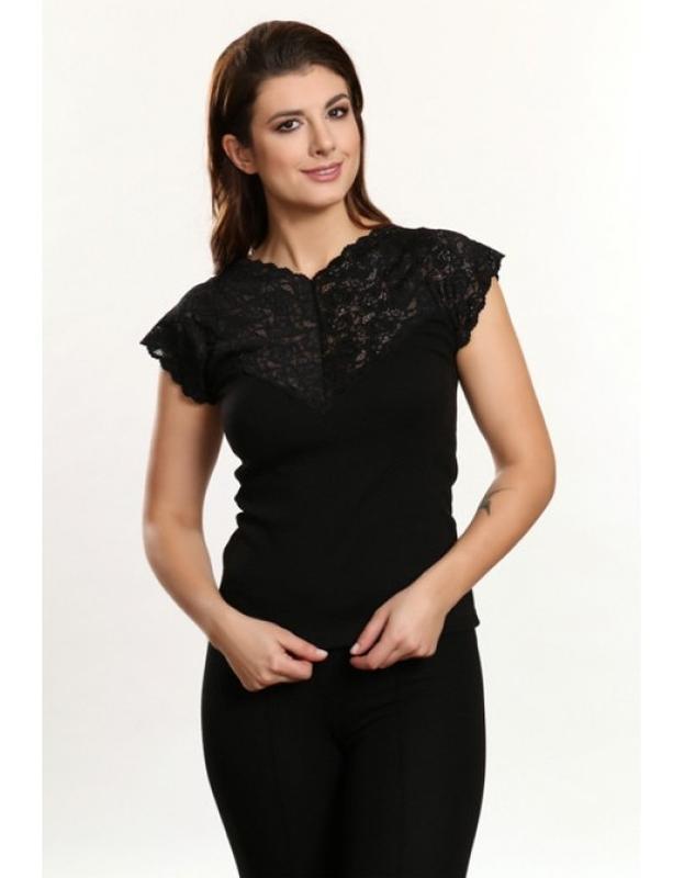 Жіноча блуза чорна з мереживом розмір 44.С violana barbara, фото 1