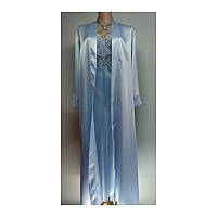 Нежный шелковый голубой комплект ночного белья в пол jenny размер М