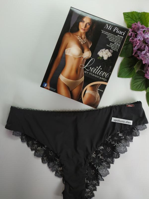 Трусики бразиліани чорні з мереживом жіночі leilieve 6152 лейлів розмір 5. хл, фото 1