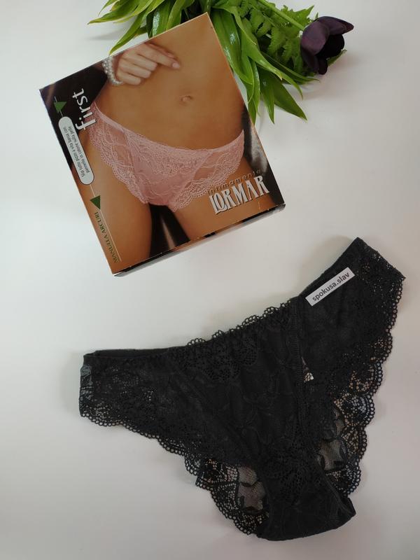 Жіночі трусики сліпи з чорного мережива lormar first лормар розмір ХХЛ. 52. 2ХЛ, фото 1