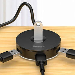 USB хаб HUB BASEUS USB 3.0 to 1USB 3.0 + 3USB 2.0 round box | 1m |. Black
