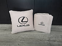 Автомобільний плед і подушка з вишивкою логотипа "Lexus" 40*40 см подушка