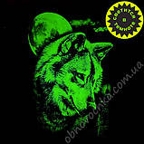 Світлонакопичувальна дитяча футболка "Вовк і місто" темно-синій для дітей і підлітків хлопців, принт світиться 128-134, фото 3