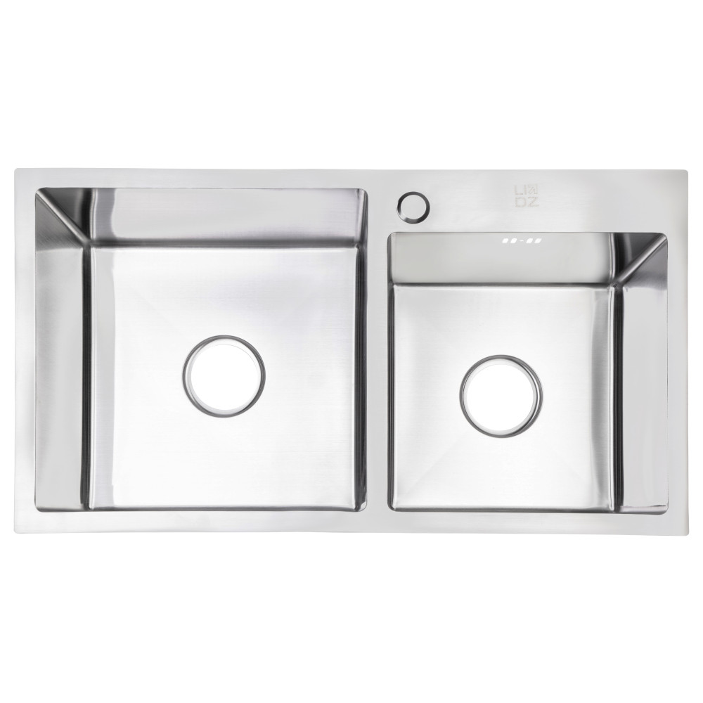 Кухонна мийка з дваома чашами Lidz H7843 3.0/1.2 мм Brush (LIDZH7843BRU3010), фото 1