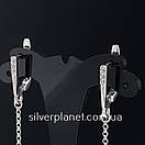 Довгі срібні сережки підвіски геометрія покриті родієм. Стильні кульчики ланцюжки з камінчиками срібло 925, фото 5