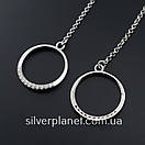 Довгі срібні сережки підвіски геометрія покриті родієм. Стильні кульчики ланцюжки з камінчиками срібло 925, фото 6