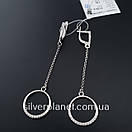 Довгі срібні сережки підвіски геометрія покриті родієм. Стильні кульчики ланцюжки з камінчиками срібло 925, фото 9