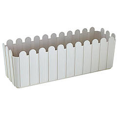 Вазон балконний Парканчик із вставкою 49х16.5 см 5.5 л біла троянда Алеана