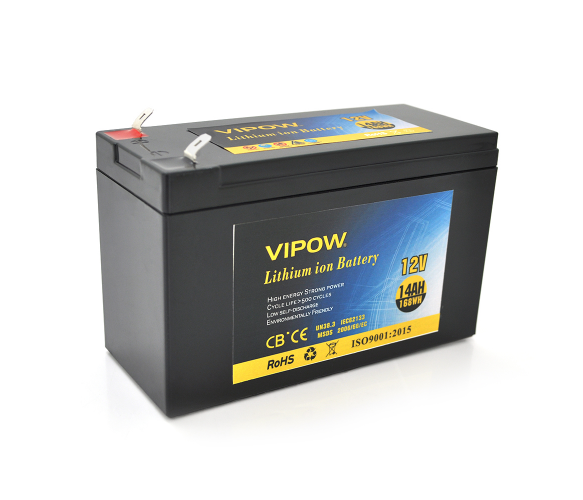 Акумуляторна батарея літієва Vipow 12 V 14 A з елементами Li-ion 18650 з вбудованою ВМS-платою, (3S7P) (151