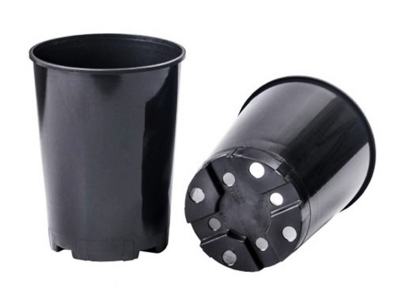Контейнер-горщик 2 л, чорний, 14 х 18 см - Польща, круглий високий для вирощування рослин