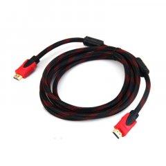 Шнур hdmi (шт. - шт.) Vers.-1,4, gold, фільтр+ сітка, 3м, чорно-червоний