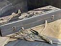 Подарунковий набір шампурів ручної роботи "Морський бриз" з ножем і виделкою, в розписному буковому кейсі, фото 2