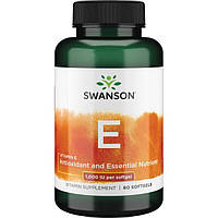 Вітамін Е, Swanson, Vitamin E, 1000 IU (671 мг), 60 капсул