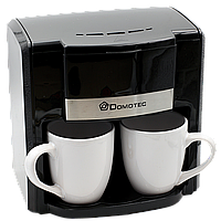 Кофеварка DOMOTEC MS-0708 500Вт, 2 кер. чашки по 150мл