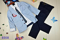 Костюм классический нарядный для мальчика с пиджаком, рубашкой, брюками и галстуком 5 лет