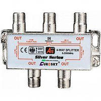 Дільник ТВ сигналу з проходом живлення Eurosky (4 Way Splitter PowerPass)