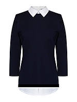 Детская рубашка-обманка школьная, синяя, с рукавом от Deloras | 134р.
