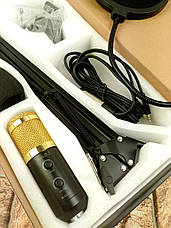 Конденсаторний студійний мікрофон M-800 U Pro-MIC для ПК зі стійкою і вітрозахистом Black-Gold (Справжні фото), фото 2