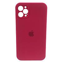 Чехол накладка на Apple iPhone 12 Pro Айфон 12 (6.1 дюймов) Silicone Case цвет красный (Rose Red) full camera