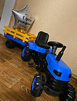 Трактор педальний із причепом/ Трактор на педалях/Педальний трактор синій Biberlogu 2005