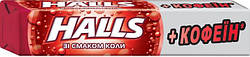 Смоктальні льодяники Halls з кофеїном і смаком коли