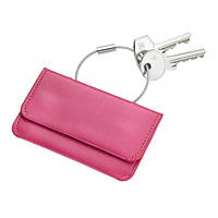 Визитница карманная компактная и вместительная из эко-кожи с кольцом для ключей "COLORI RED STEP" Розовый