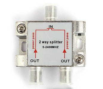 Дільник ТВ сигналу з проходом живлення OpenFox (2 Way Splitter PowerPass)